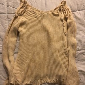Vintage Havana Pullover Sweater Tied Cold Shoulder